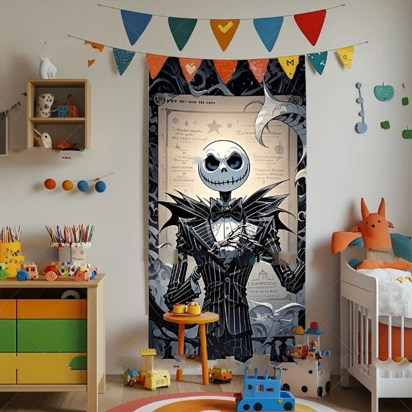 Halloween door banner Cover with Scary Decorations Large Hanging Outdoor Porch