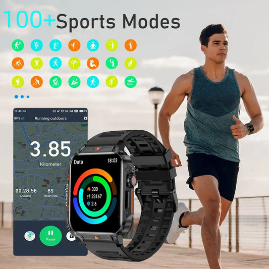 Sports Smartwatch Answer Call Big Battery Fitness Tracker Waterproof for IOS, Android