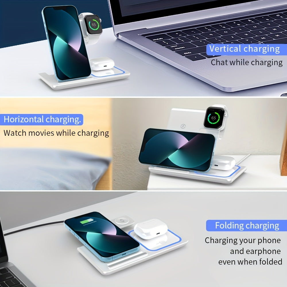 Wireless Charging Station 3 In 1 Standard 15W Fast Mag-Safe Charger Stand for IPhone Pro Max/Pro/Mini/Plus, IWatch Ultra, AirPods