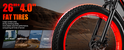 Electric Mountain Bike 1000W- 1500W Peak with Fat tires