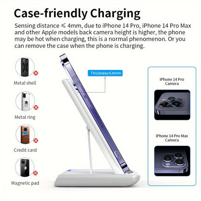 Wireless Charging Station 3 In 1 Standard 15W Fast Mag-Safe Charger Stand for IPhone Pro Max/Pro/Mini/Plus, IWatch Ultra, AirPods