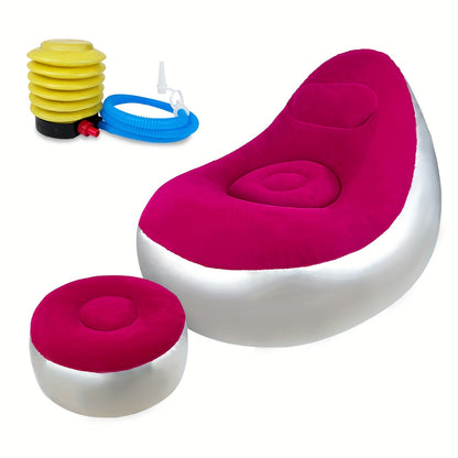 Adult Inflatable Recliner, Portable and Foldable Couch with Footrest, Indoor Living Room Air Sofa, Play Bedroom, Office Balcony, Outdoor Travel, Camping