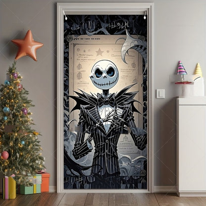 Halloween door banner Cover with Scary Decorations Large Hanging Outdoor Porch