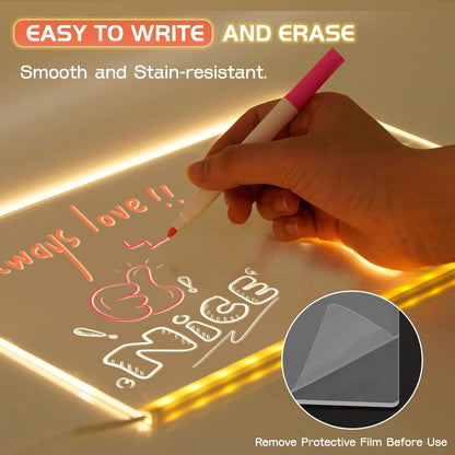 12'' Light Up 7 Color Pens LCD Writing Tablet Drawing Pad Erasable Doodle Board