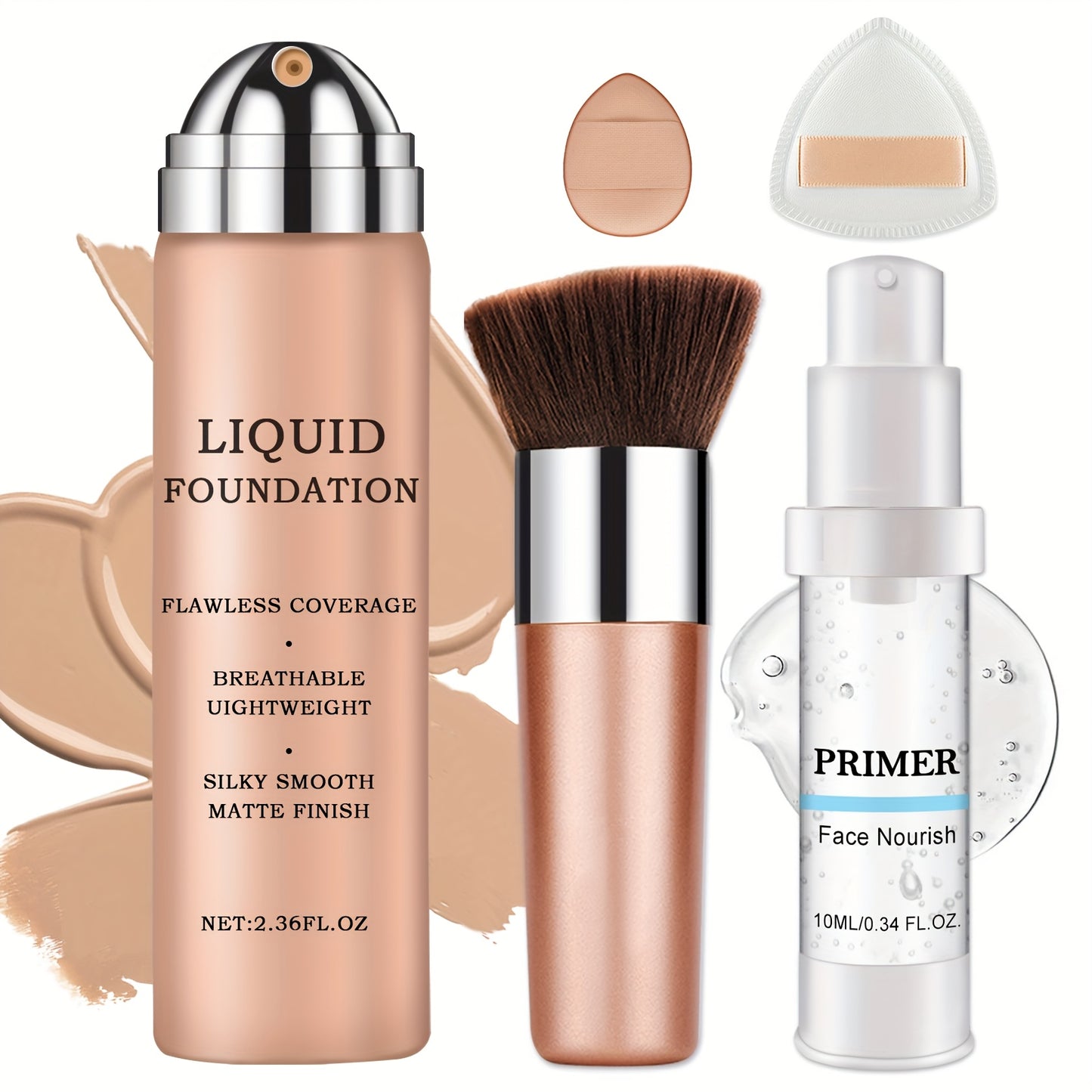 Airbrush Foundation Smooth Makeup Spray Full Coverage/Primer for Mature Skin Set