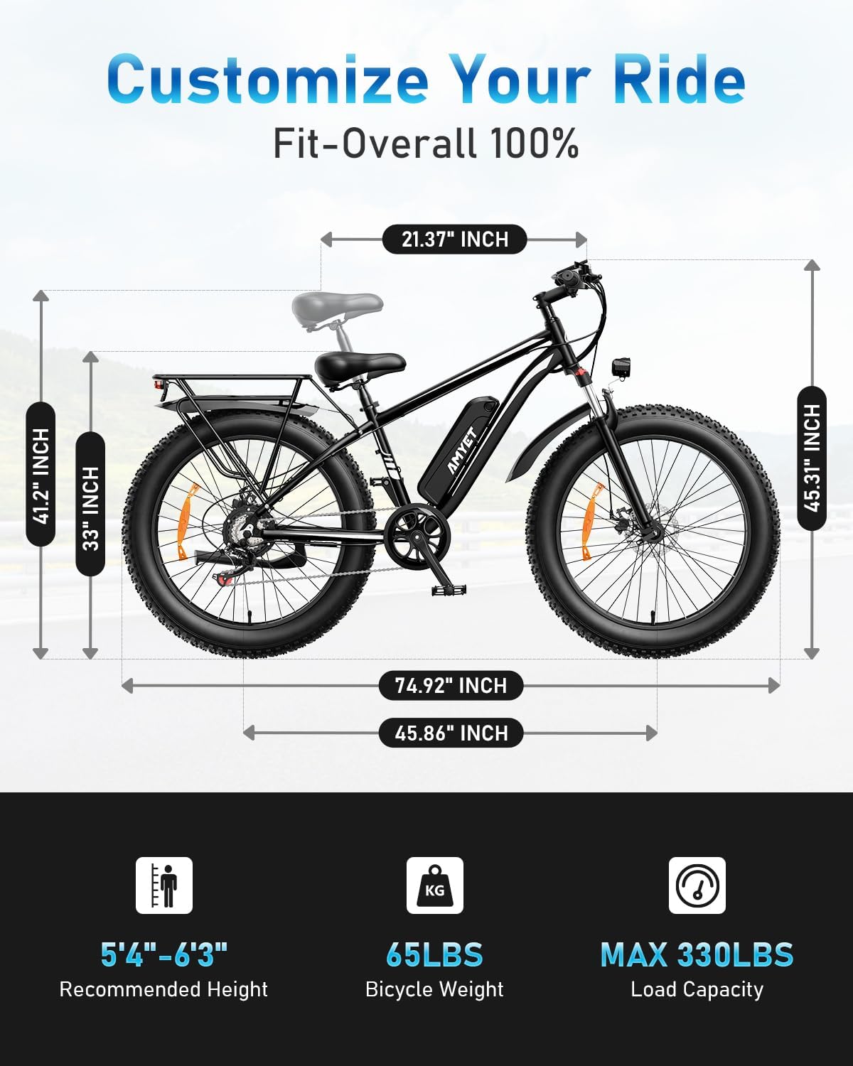 Mountain E-Bike 1500W Peak with Fat Tires