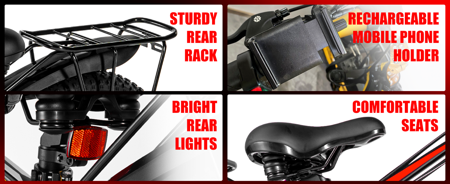 Electric Mountain Bike 1000W- 1500W Peak with Fat tires