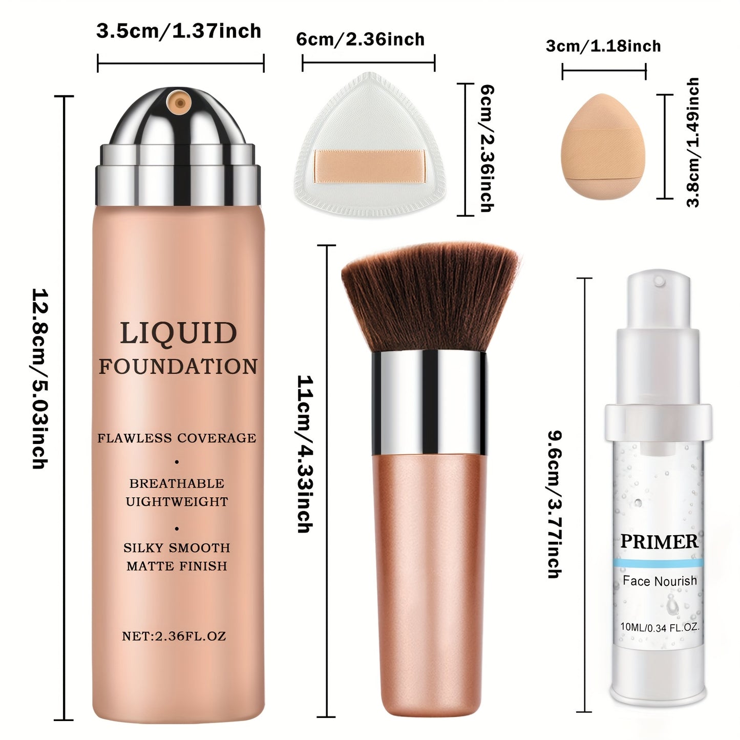 Airbrush Foundation Smooth Makeup Spray Full Coverage/Primer for Mature Skin Set