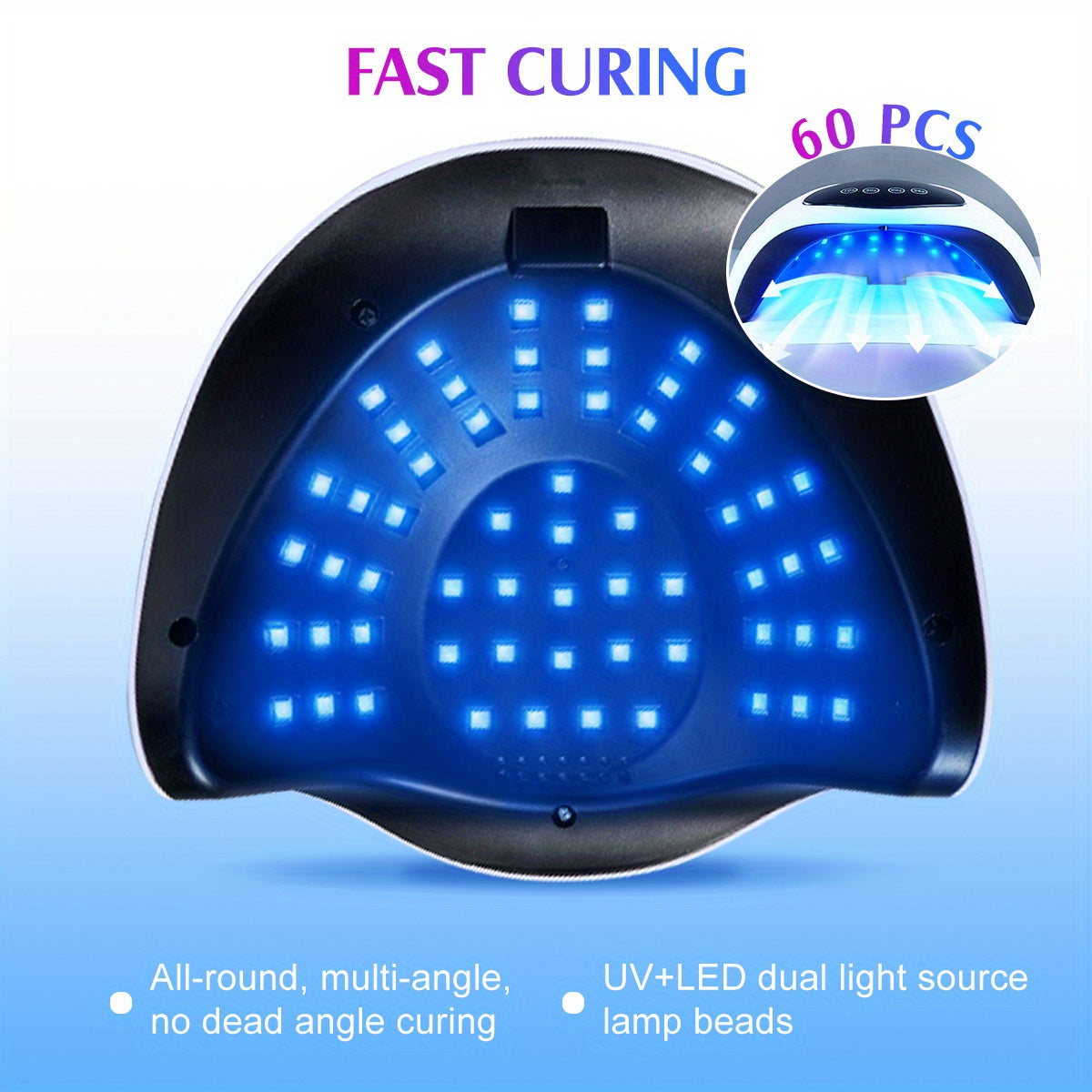 Professional Nail Lamp 180W Fast Dry with LCD Display, Adjustable Timer, Portable /Blue Light for Gel Polish, Manicure & Pedicure,