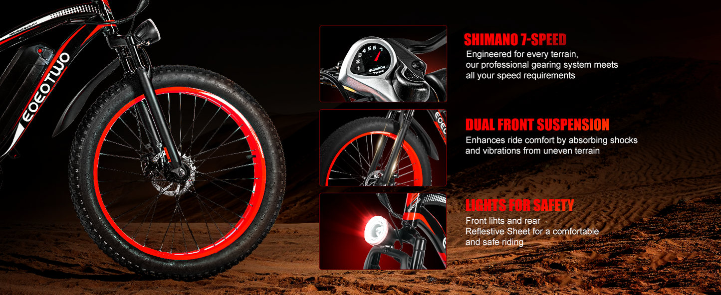Electric Mountain Bike 1000W- 1500W Peak with Fat tires