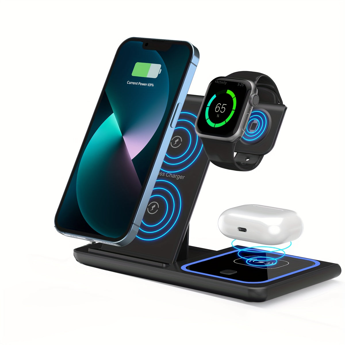 Wireless Charging Station 3 In 1 Standard 15W Fast Mag-Safe Charger Stand for IPhone Pro Max/Pro/Mini/Plus, IWatch Ultra, AirPods