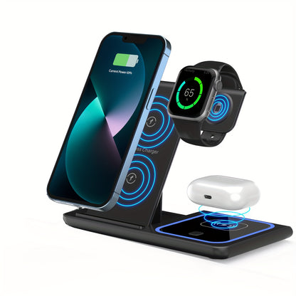 Wireless Charging Station 3 In 1 Standard 15W Fast Mag-Safe Charger Stand for IPhone Pro Max/Pro/Mini/Plus, IWatch Ultra, AirPods