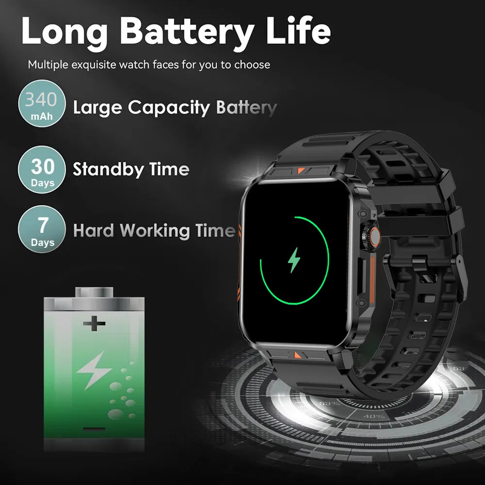 Sports Smartwatch Answer Call Big Battery Fitness Tracker Waterproof for IOS, Android