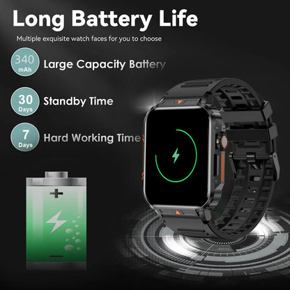 Sports Smartwatch Answer Call Big Battery Fitness Tracker Waterproof for IOS, Android