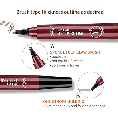 Four-pronged eyebrow pencil, four-end, long-lasting, non-smudged, water-resistant