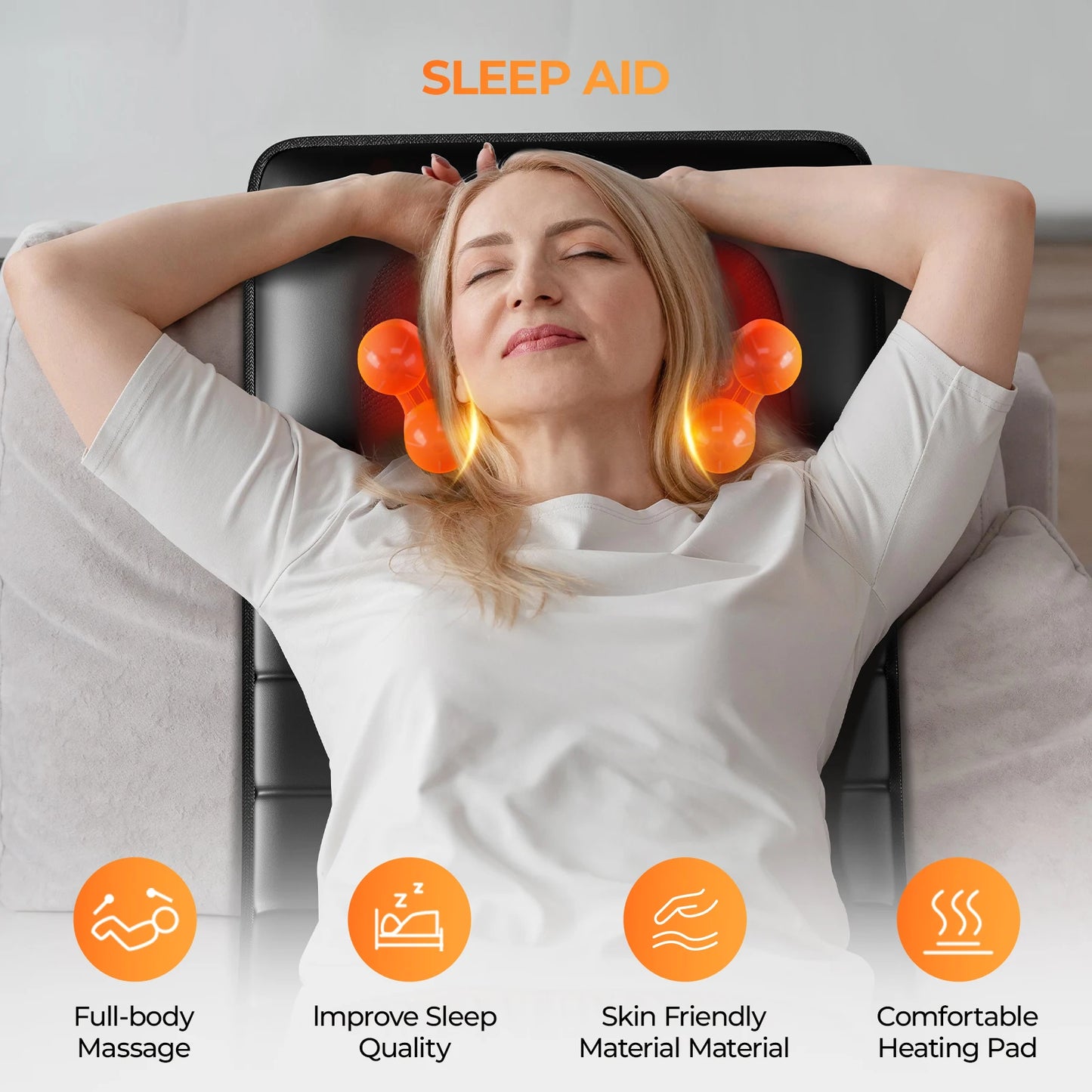 Shiatsu Back Neck Massager With 3 Heat levels Personal Full Body 9 Speed 9 modes