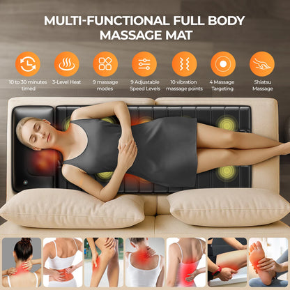 Shiatsu Back Neck Massager With 3 Heat levels Personal Full Body 9 Speed 9 modes