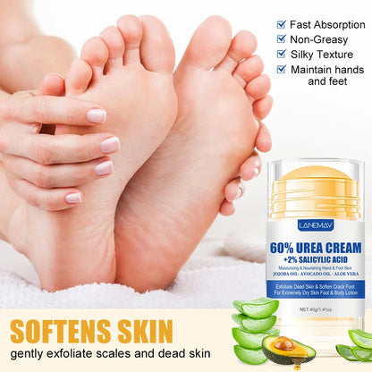 Ultra-Hydrating Foot Cream Aloe Vera for Softening Dry Cracked Feet - Gentle Exfoliation Daily Foot Care Solution