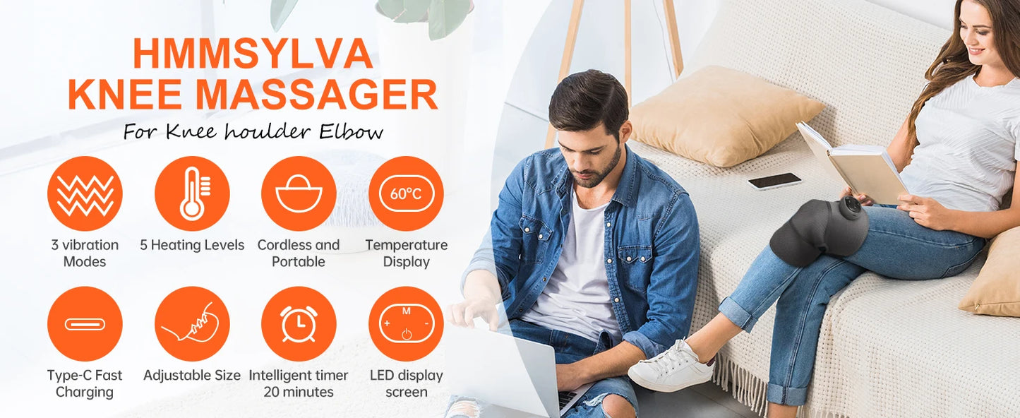 2PCS Cordless Knee Massager with Heat and Vibration for Knee Shoulder Elbow and Arthritis