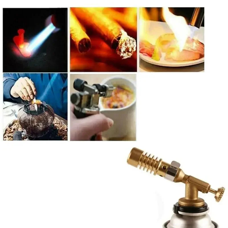 Butane Gas Welding Torch Burner High Temperature Flame Gun for Outdoor Camping BBQ Lighter