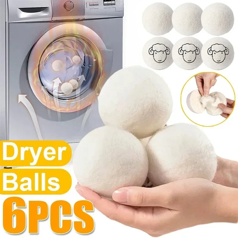 Wool Dryer Balls Natural Laundry Fabric Softener Quality Reusable Tumble 6pcs 5cm