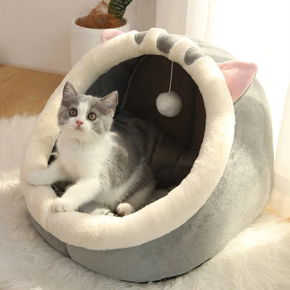 Cat Sleeping Pillow Bed Soft Round Cave Mattress Kitten Comfortable House