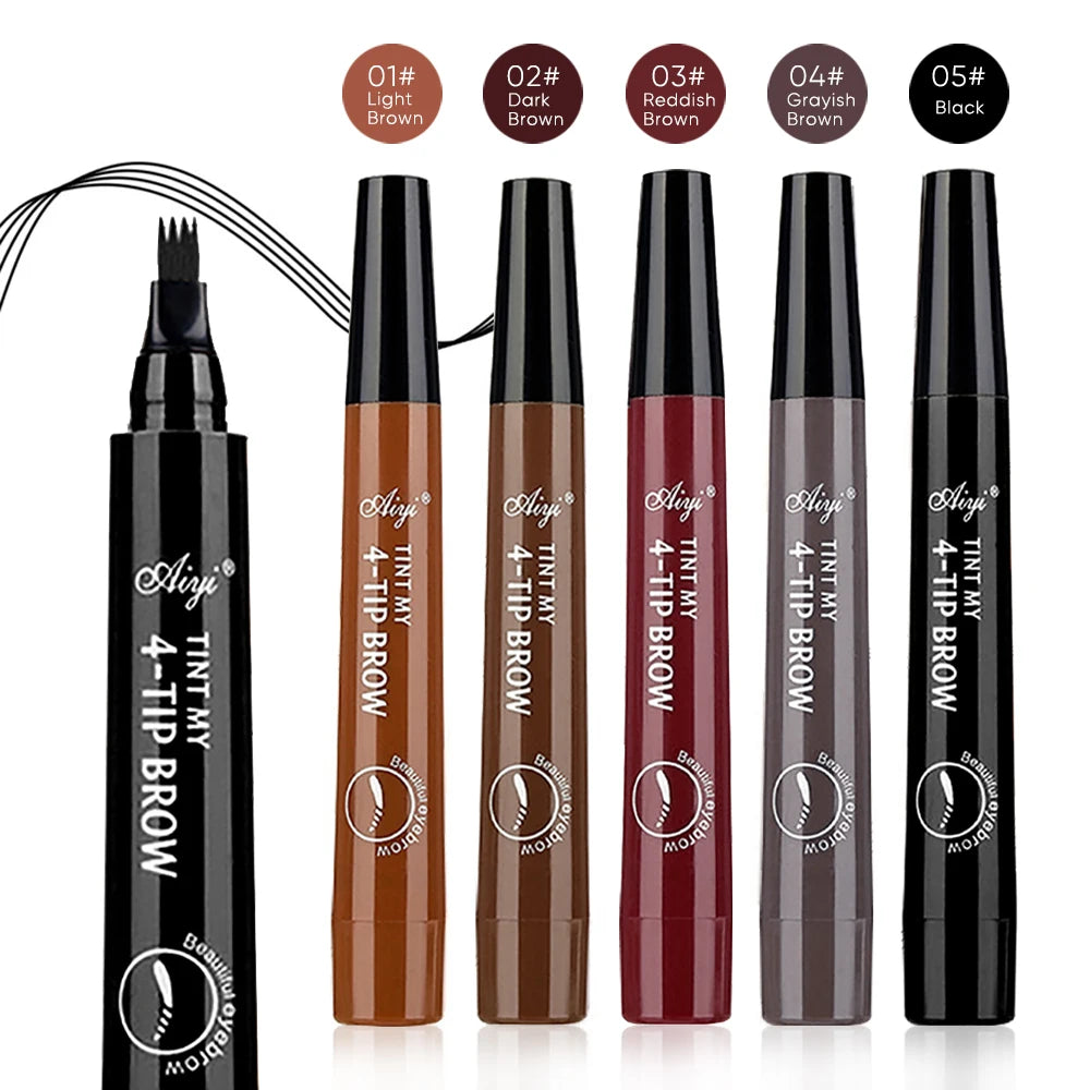 Four-pronged eyebrow pencil, four-end, long-lasting, non-smudged, water-resistant