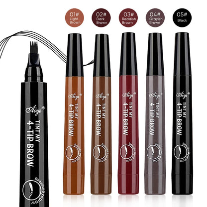 Four-pronged eyebrow pencil, four-end, long-lasting, non-smudged, water-resistant