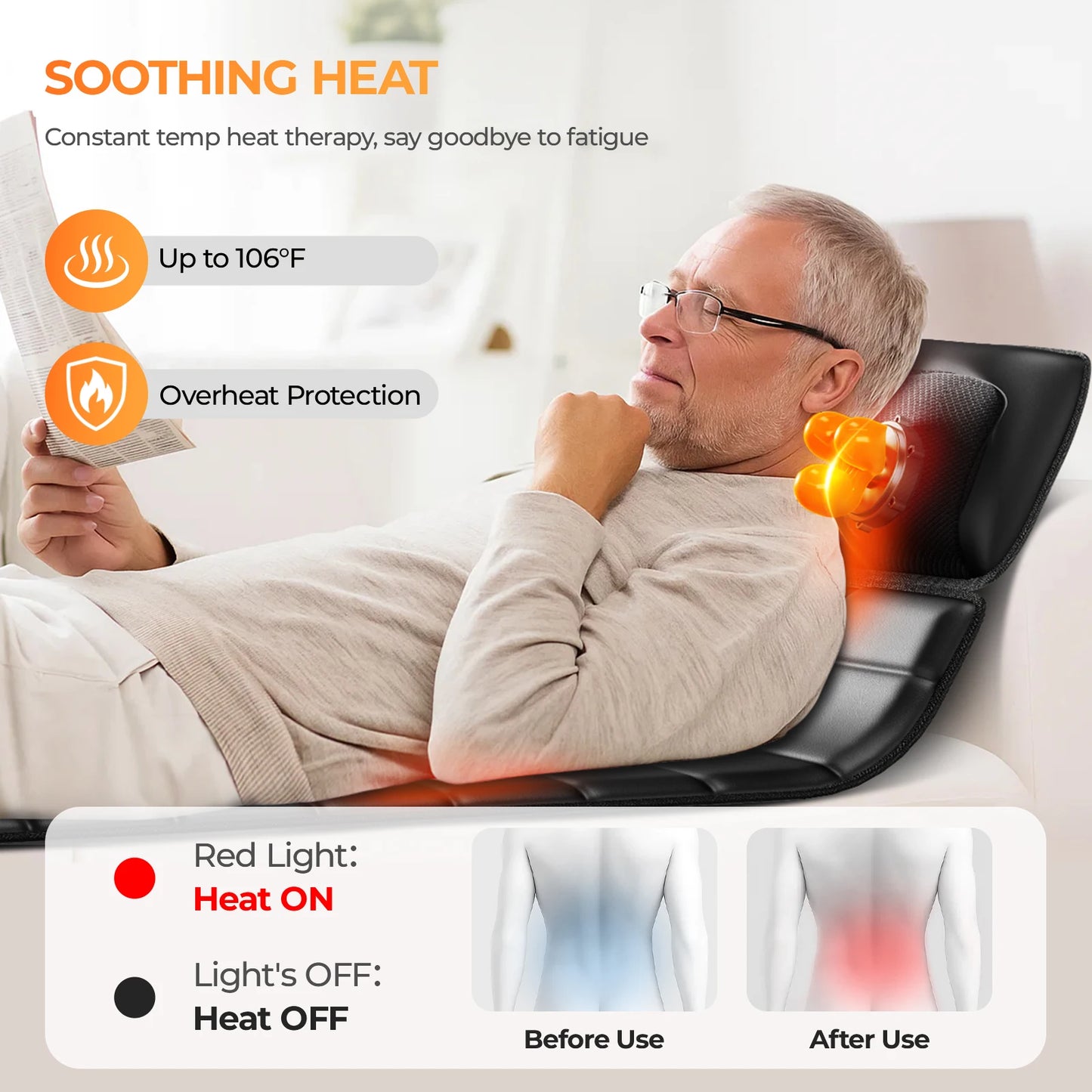 Shiatsu Back Neck Massager With 3 Heat levels Personal Full Body 9 Speed 9 modes
