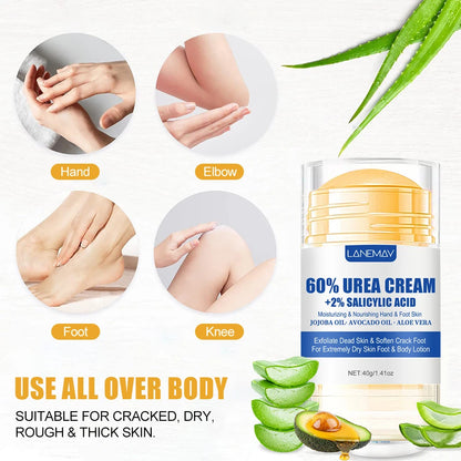 Ultra-Hydrating Foot Cream Aloe Vera for Softening Dry Cracked Feet - Gentle Exfoliation Daily Foot Care Solution