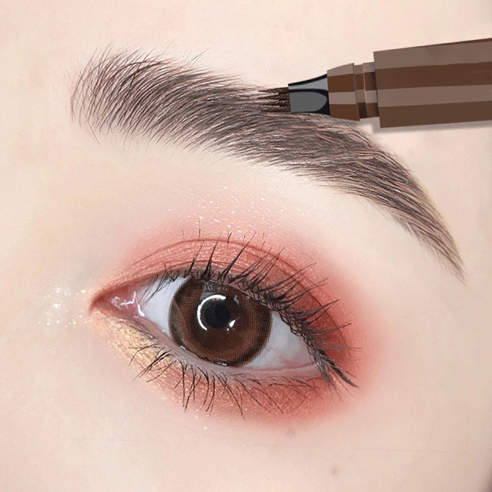 Four-pronged eyebrow pencil, four-end, long-lasting, non-smudged, water-resistant