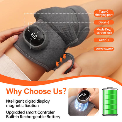 2PCS Cordless Knee Massager with Heat and Vibration for Knee Shoulder Elbow and Arthritis