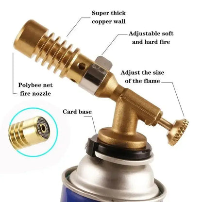 Butane Gas Welding Torch Burner High Temperature Flame Gun for Outdoor Camping BBQ Lighter
