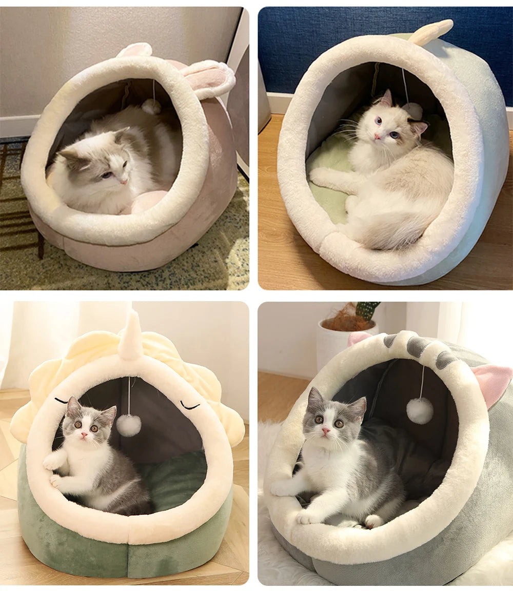 Cat Sleeping Pillow Bed Soft Round Cave Mattress Kitten Comfortable House