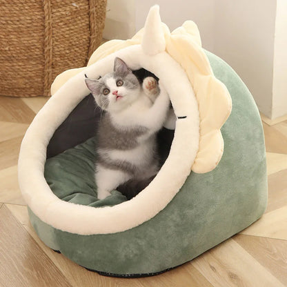 Cat Sleeping Pillow Bed Soft Round Cave Mattress Kitten Comfortable House
