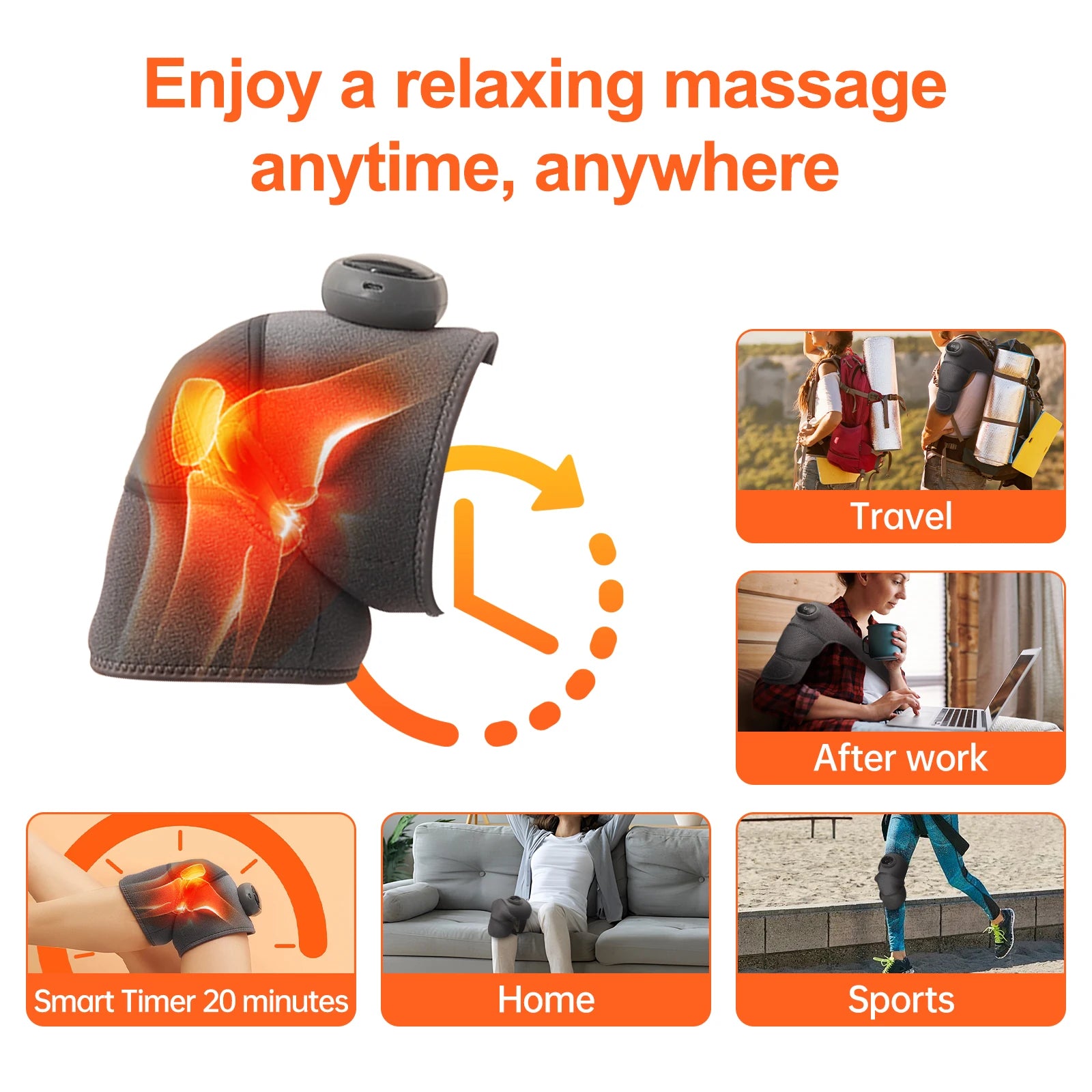 2PCS Cordless Knee Massager with Heat and Vibration for Knee Shoulder Elbow and Arthritis