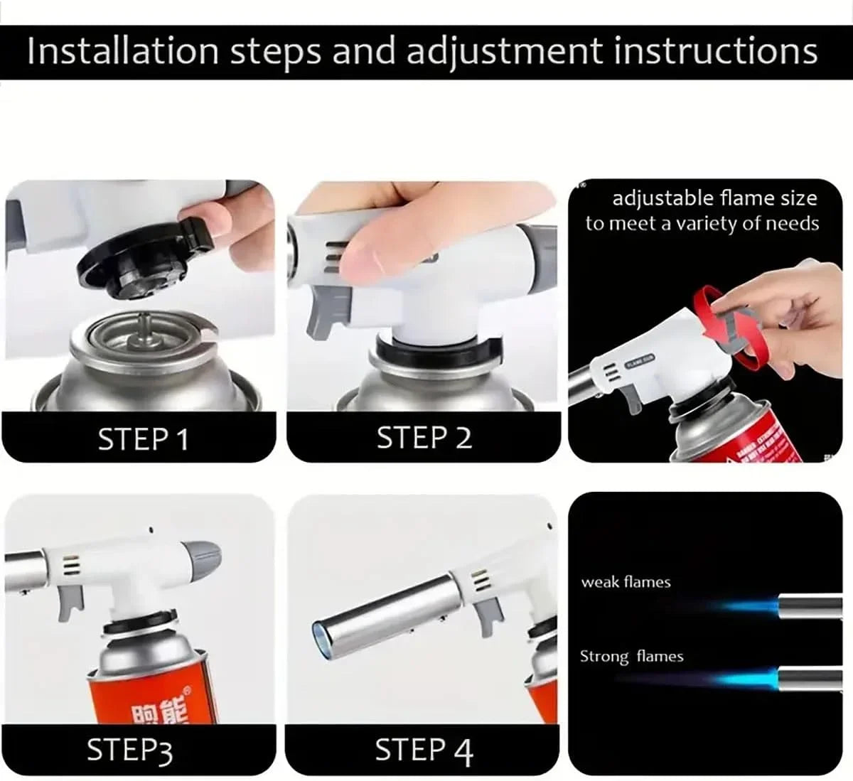 Butane Torch Flame Gun Blowtorch for Professional Kitchen Cooking Soldering Butane Autoignition gas-Burner Lighter Heating