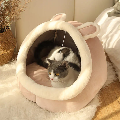 Cat Sleeping Pillow Bed Soft Round Cave Mattress Kitten Comfortable House