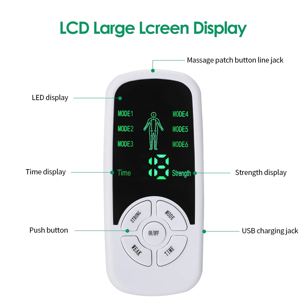 Electric Muscle Therapy Stimulator 6 Modes Tens Unit Machine Meridian Physiotherapy Pulse Abdominal