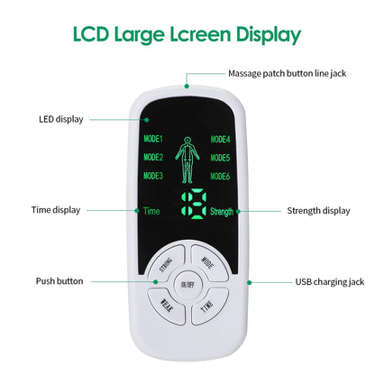 Electric Muscle Therapy Stimulator 6 Modes Tens Unit Machine Meridian Physiotherapy Pulse Abdominal
