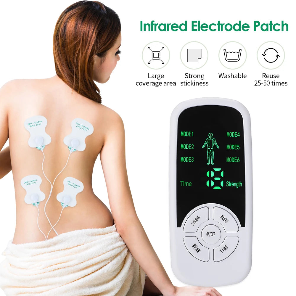 Electric Muscle Therapy Stimulator 6 Modes Tens Unit Machine Meridian Physiotherapy Pulse Abdominal
