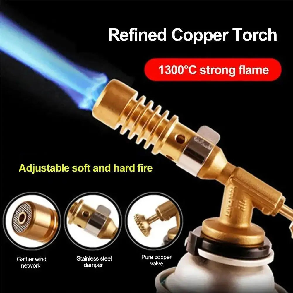 Butane Gas Welding Torch Burner High Temperature Flame Gun for Outdoor Camping BBQ Lighter