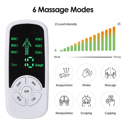 Electric Muscle Therapy Stimulator 6 Modes Tens Unit Machine Meridian Physiotherapy Pulse Abdominal