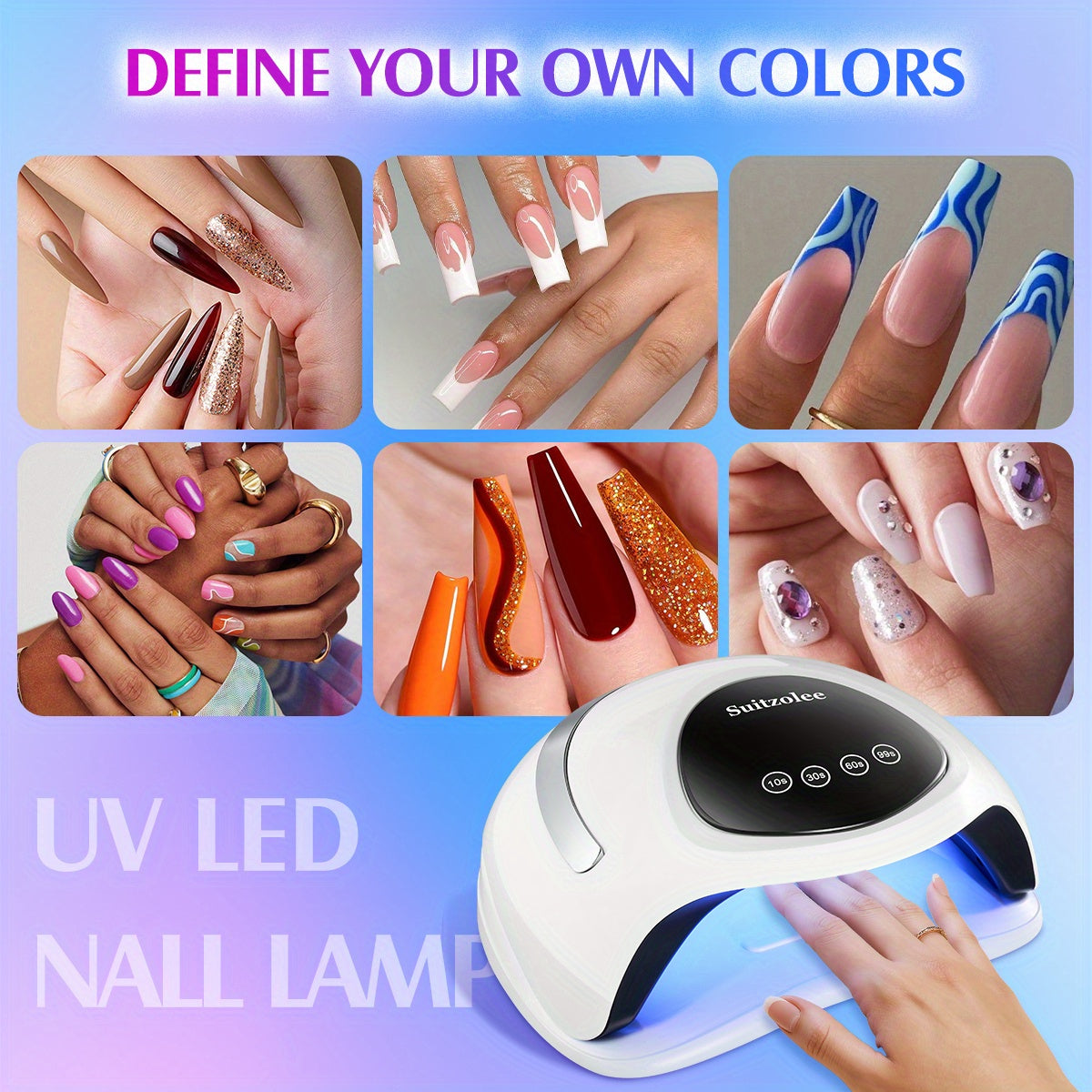 Professional Nail Lamp 180W Fast Dry with LCD Display, Adjustable Timer, Portable /Blue Light for Gel Polish, Manicure & Pedicure,