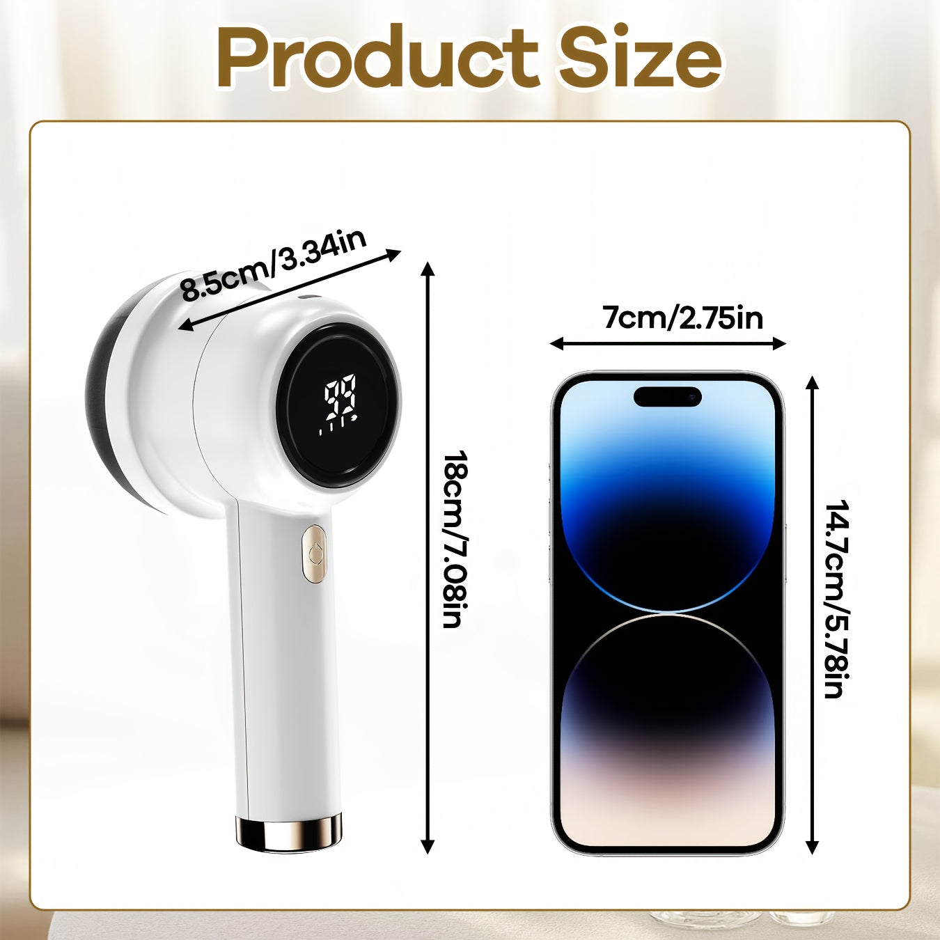 Rechargeable Fabric Shaver & Lint Remover with 6-Leaf Blade System, 3-Speed Settings & Digital LED Display, Ergonomic Handle for Clothing, Sweaters, Furniture - Powerful Fuzz Remover Device