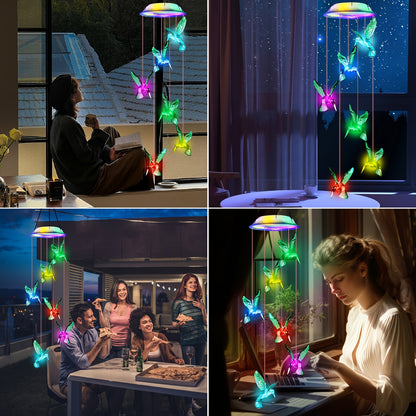 2Set Solar Butterfly Wind Chimes, Color Changing Outdoor Home Garden Light Cover