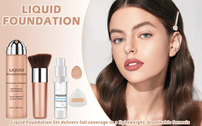 Airbrush Foundation Smooth Makeup Spray Full Coverage/Primer for Mature Skin Set