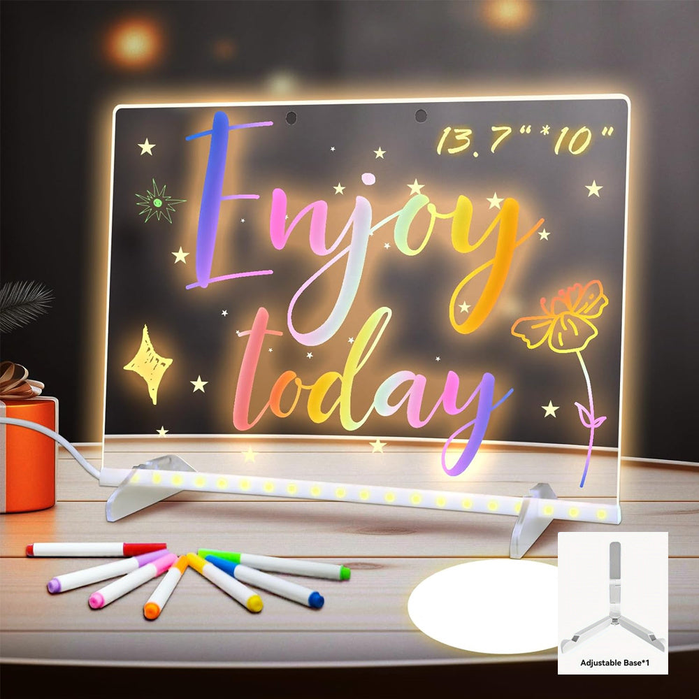 12'' Light Up 7 Color Pens LCD Writing Tablet Drawing Pad Erasable Doodle Board