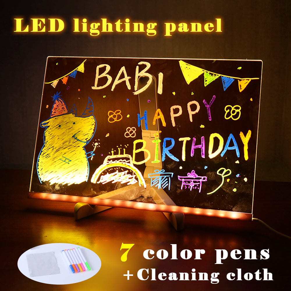 12'' Light Up 7 Color Pens LCD Writing Tablet Drawing Pad Erasable Doodle Board